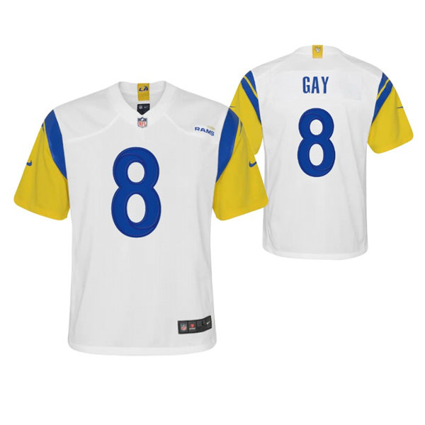 Youth Los Angeles Rams #8 Matt Gay Nike 2021 White Modern Retro Jersey