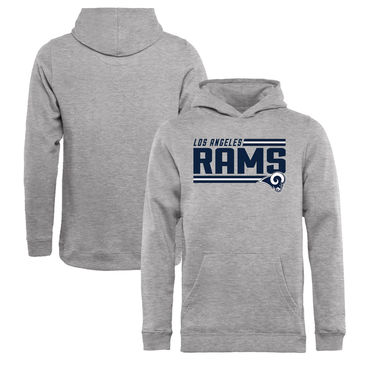 Youth Los Angeles Rams NFL Pro Line By Fanatics Branded Ash Iconic Collection On Side Stripe Pullover Hoodie