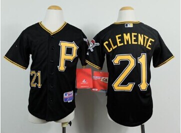 Youth MLB Pittsburgh Pirates #21 Roberto Clemente Black Cool Base Stitched Baseball Jersey