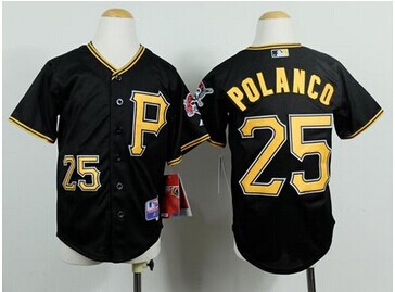 Youth MLB Pittsburgh Pirates #25 Gregory Polanco Black Cool Base Stitched Baseball Jersey