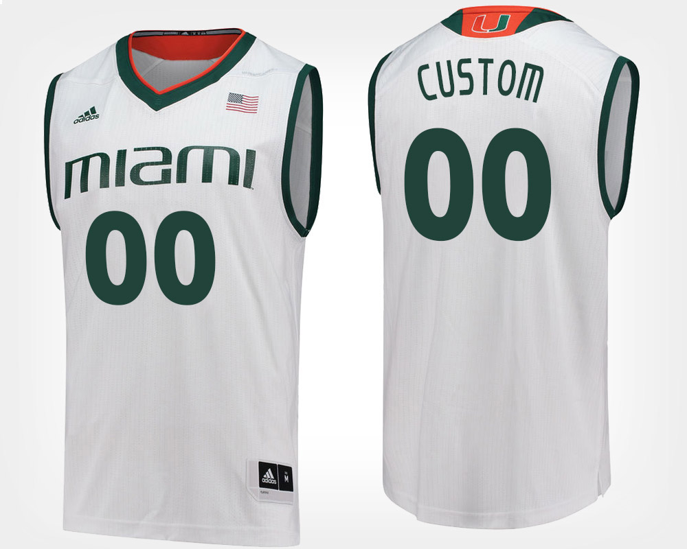 Youth Miami Hurricanes Custom Adidas 2015 White Basketball Jersey