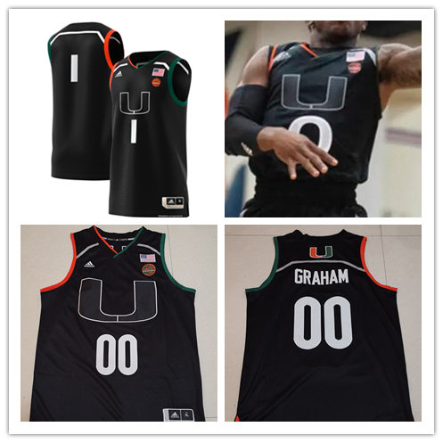 Youth Miami Hurricanes Custom Earl Timberlake Willie Herenton Chris Lykes Isaiah Wong Adidas 2019 Black Basketball Jerse