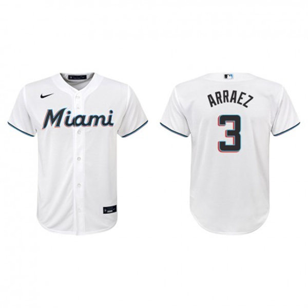 Youth Miami Marlins #3 Luis Arraez Nike White Replica Home Jersey