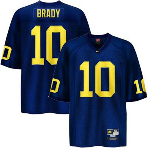Youth Michigan Wolverines #10 Tom Brady Blue Football Jersey