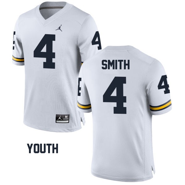 Youth Michigan Wolverines #4 De'Veon Smith White Football Jersey
