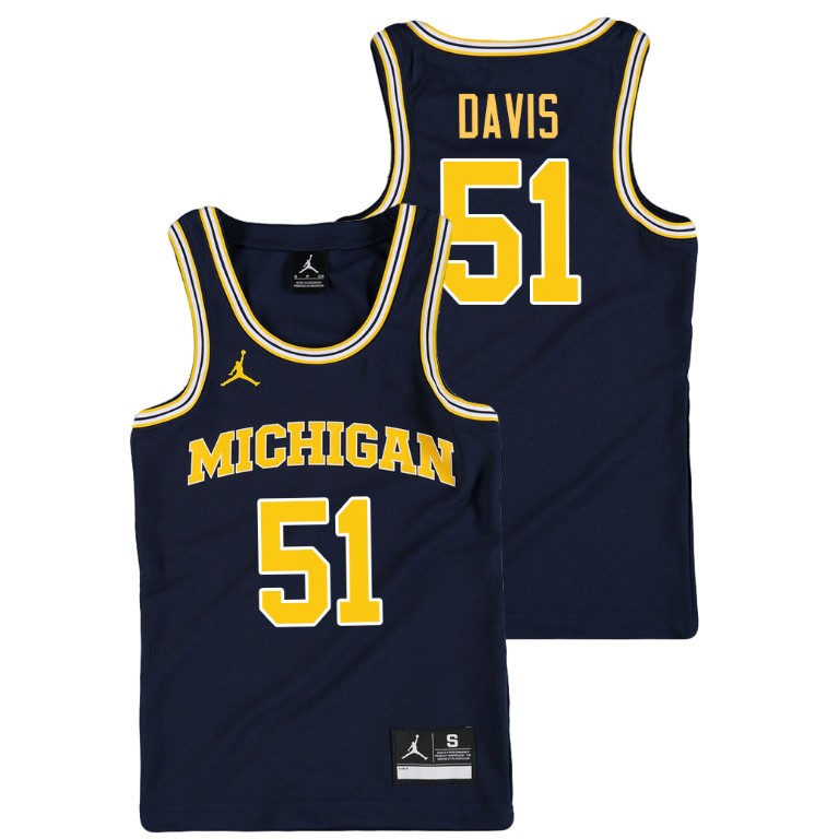 Youth Michigan Wolverines Navy Austin Davis College Basketball Jordan Replica Jersey