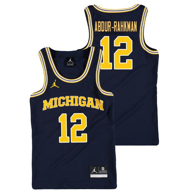 Youth Michigan Wolverines Navy Muhammad-Ali Abdur-Rahkman College Basketball Jordan Replica Jersey