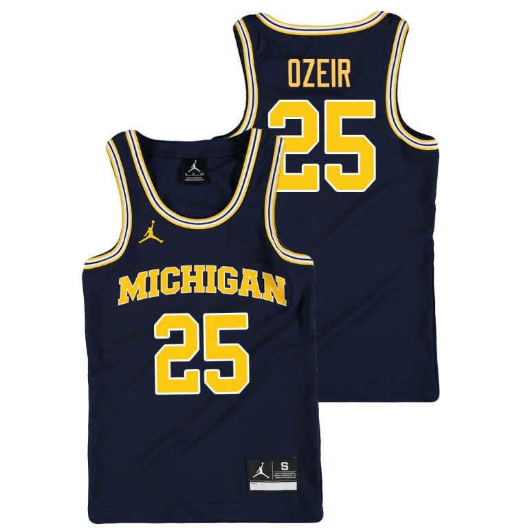Youth Michigan Wolverines Navy Naji Ozeir College Basketball Jordan Replica Jersey