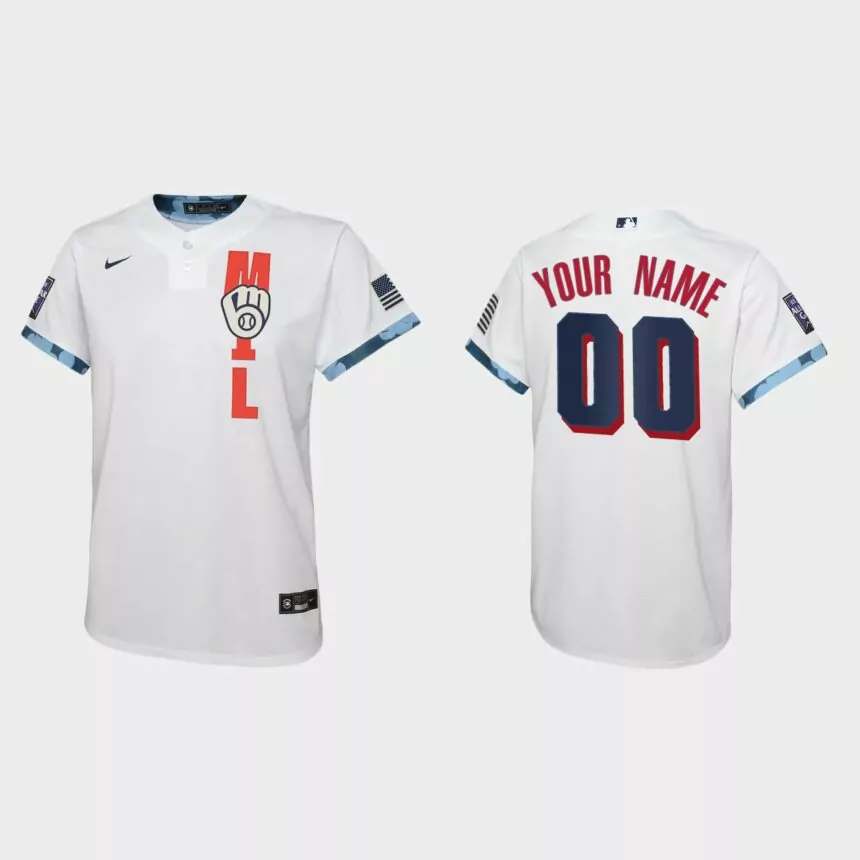 Youth Milwaukee Brewers Custom White 2021 MLB All-Star Game Jersey