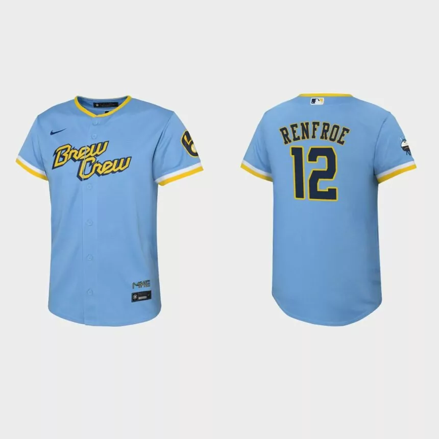 Youth Milwaukee Brewers Hunter Renfroe Powder Blue 2022 City Connect Replica Jersey