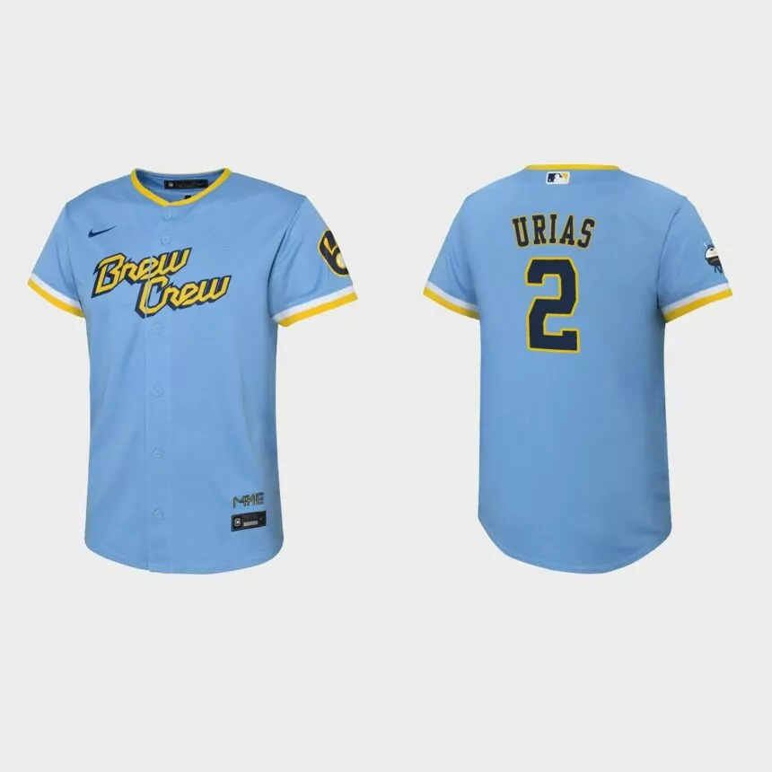 Youth Milwaukee Brewers Luis Urias Powder Blue 2022 City Connect Replica Jersey