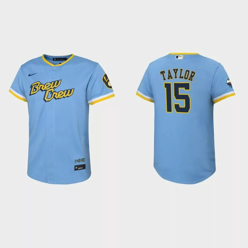 Youth Milwaukee Brewers Tyrone Taylor Powder Blue 2022 City Connect Replica Jersey