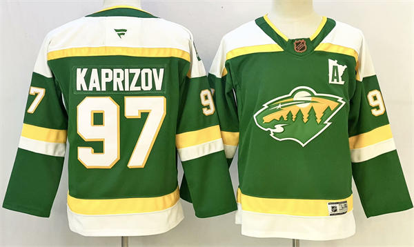 Youth Minnesota Wild #97 Kirill Kaprizov Fanatics Green Alternate Premium Jersey 