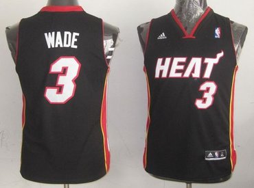 Youth NBA Miami Heat #3 Dwyane Wade Black Stitched Jersey