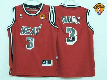 Youth NBA Miami Heat #3 Dwyane Wade Red Hardwood Classics Nights Finals Patch Jersey