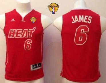 Youth NBA Miami Heat #6 LeBron James Red Pride Swingman Finals Patch NBA Jersey