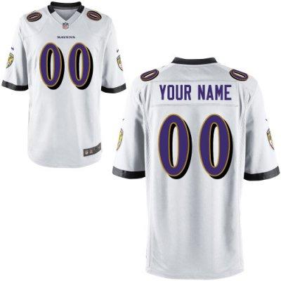 Youth NEW Baltimore Ravens Customized Game White Jerseys