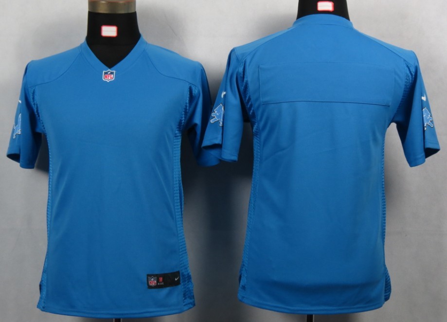 Youth NEW NFL Detroit Lions Blank Blue Portrait Fashion Game Jerseys