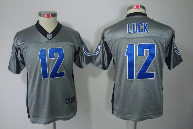Youth NEW Indianapolis Colts #12 Andrew Luck Grey Shadow NFL Jerseys