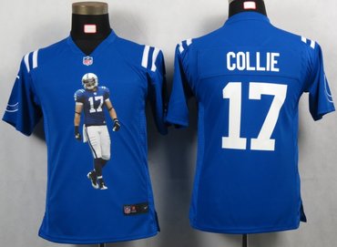 Youth NEW NFL Indianapolis Colts 17 Collie Blue Portrait Fashion Game Jerseys