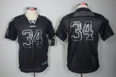 Youth NEW NFL Oakland Raiders 34 Bo Jackson Black(Lights Out Elite Jerseys)