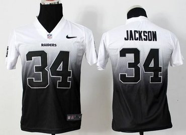 Youth NEW Oakland Raiders #34 Bo Jackson Fadeaway Fashion II NFL Jerseys(White-Black)