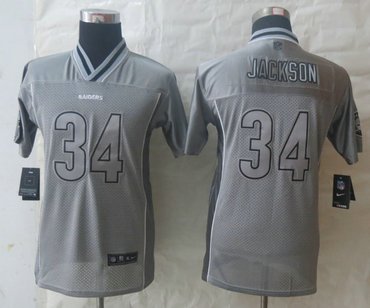 Youth NEW Oakland Raiders #34 Bo Jackson Grey Vapor Elite Jerseys