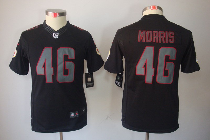 Youth NEW Washington Redskins 46 Alfred Morris Black Jerseys(Impact Limited)
