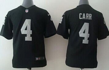 Youth NFL Oakland Raiders #4 Derek Carr Black Team Color Jersey