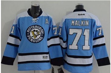 Youth NHL Penguins #71 Evgeni Malkin Blue Stitched Jersey