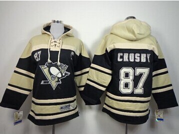 Youth NHL Penguins #87 Sidney Crosby Black Sawyer Hooded Sweatshirt Jersey