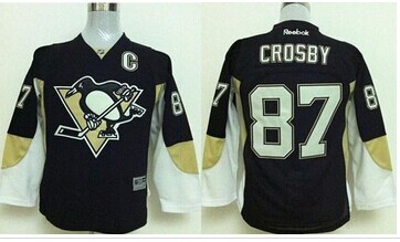 Youth NHL Pittsburgh Penguins #87 Sidney Crosby Stitched Black Jersey