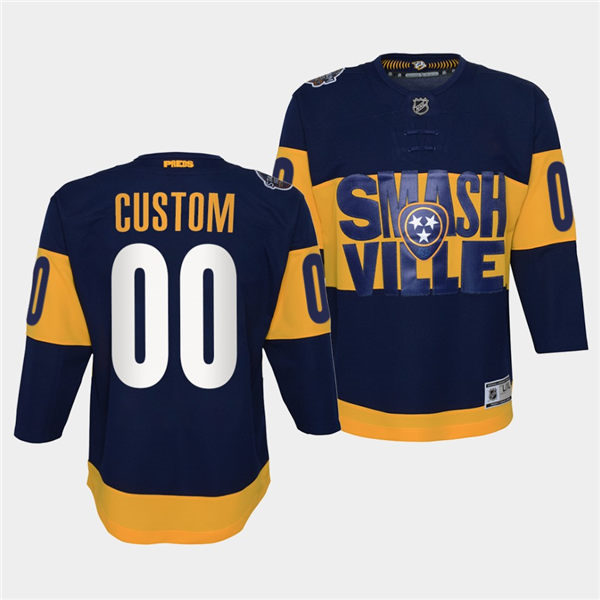 Youth Nashville Predators Custom Adidas Navy 2022 Stadium Series Jersey Stitched