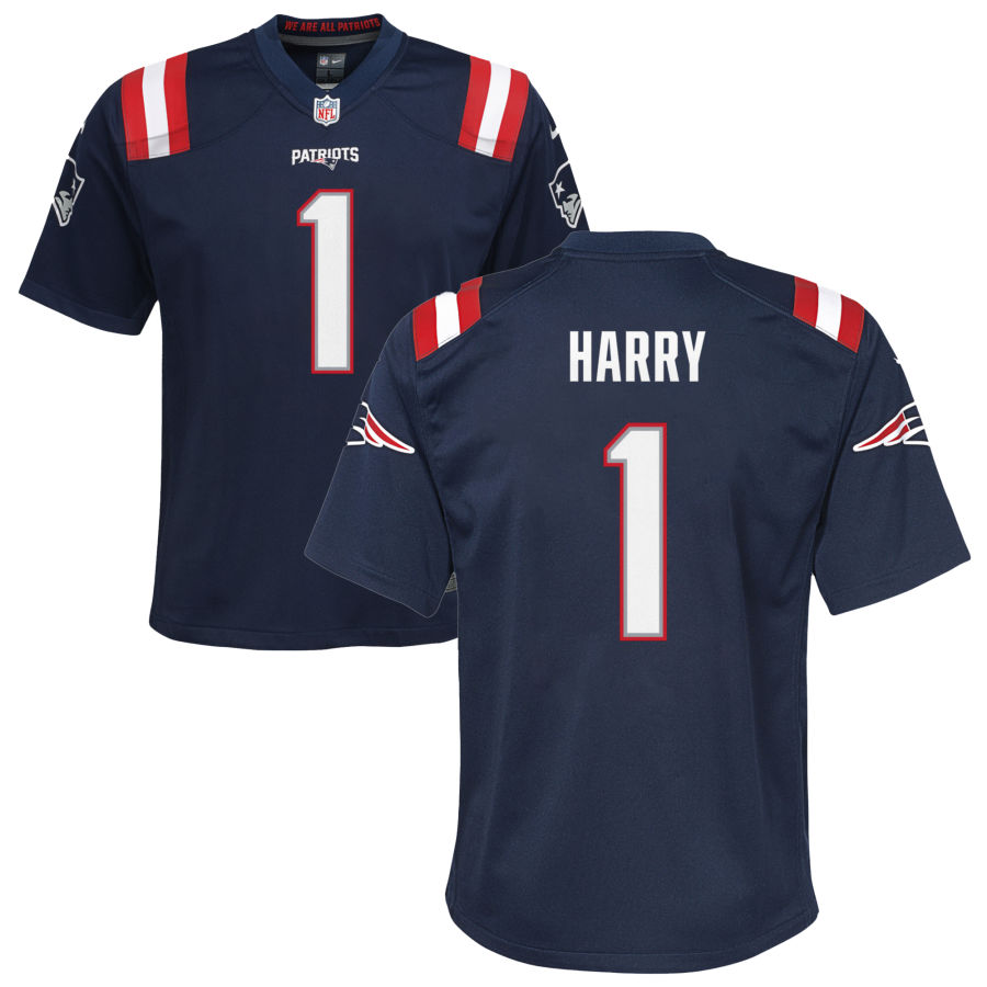 Youth New England Patriots #1 N'Keal Harry Nike Navy Color Rush Vapor Limited Jersey