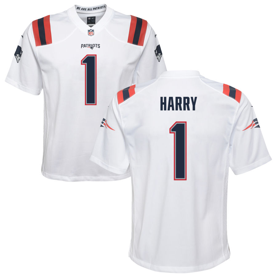 Youth New England Patriots #1 N'Keal Harry Nike White Vapor Limited Jersey