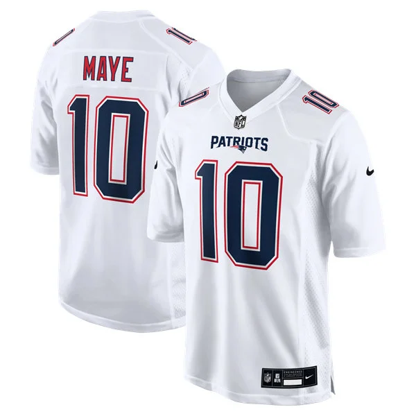 Youth New England Patriots #10 Drake Maye  White Fashion Game Jersey 