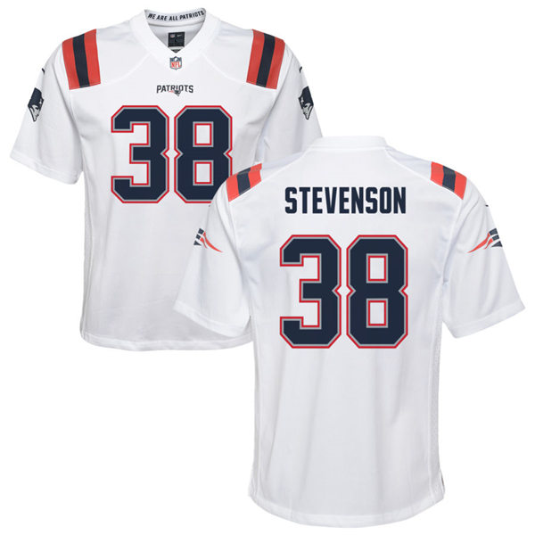 Youth New England Patriots #38 Rhamondre Stevenson Nike White Limited Jersey
