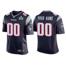 Youth New England Patriots Navy Super Bowl LII Bound Game Customized Jersey