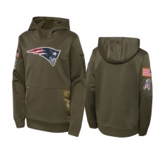 Youth New England Patriots Nike Olive 2022 Salute to Service Performance Hoodie