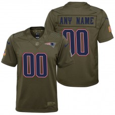 Youth New England Patriots Olive 2017 Salute to Service Game Customized Jersey