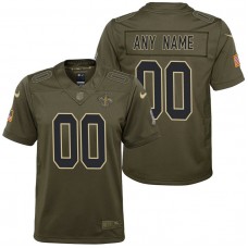 Youth New Orleans Saints Olive 2017 Salute to Service Game Customized Jersey