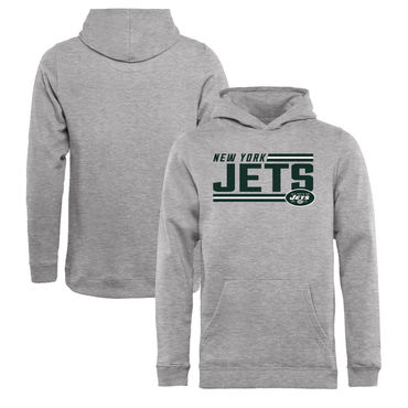 Youth New York Jets NFL Pro Line By Fanatics Branded Ash Iconic Collection On Side Stripe Pullover Hoodie