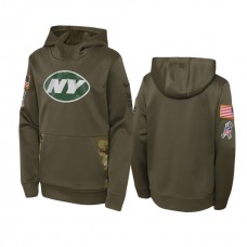 Youth New York Jets Nike Olive 2022 Salute to Service Performance Hoodie