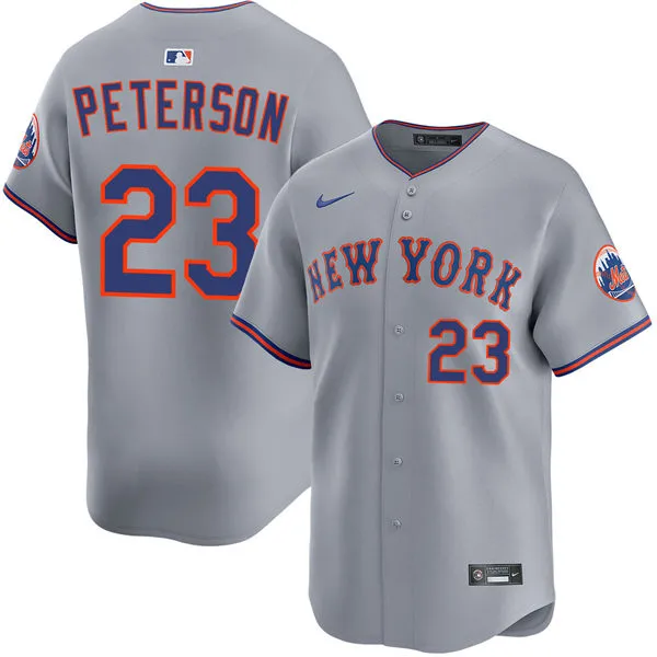 Youth New York Mets #23 David Peterson Nike 2025 Gray Road Limited Player Jersey 