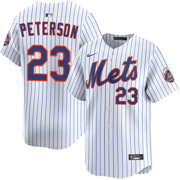 Youth New York Mets #23 David Peterson Nike Home White Pinstripe Limited Jersey 