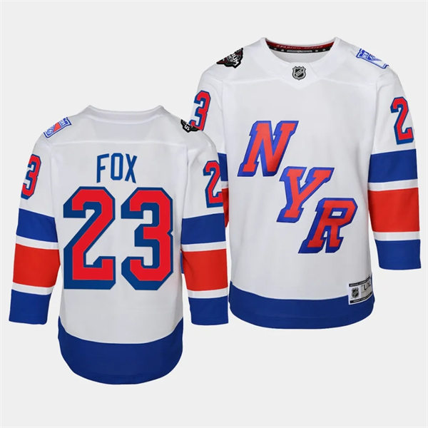 Youth New York Rangers #23 Adam Fox White 2024 NHL Stadium Series Jersey 