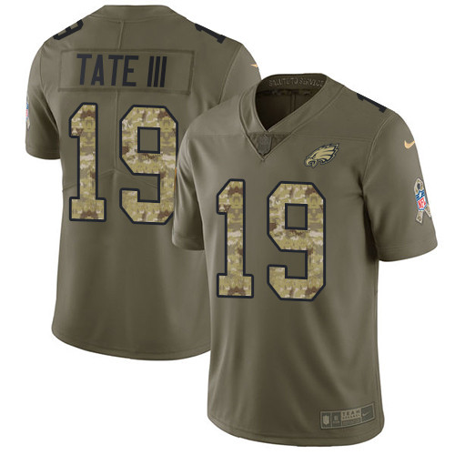 Youth Nike Eagles #19 Golden Tate III Olive Camo Youth Stitched NFL Limited 2017 Salute to Service Jersey