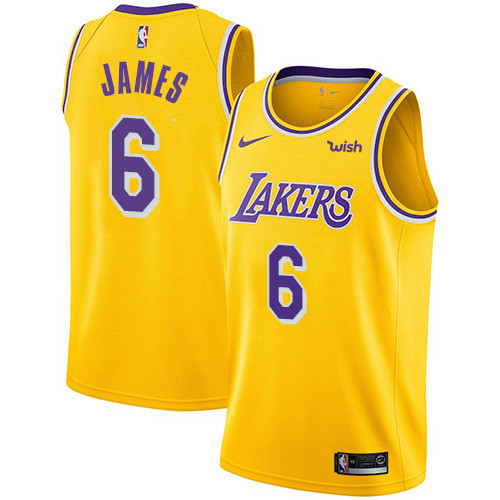 Youth Nike Lakers #6 LeBron James Gold Youth NBA Swingman Icon Edition Jersey
