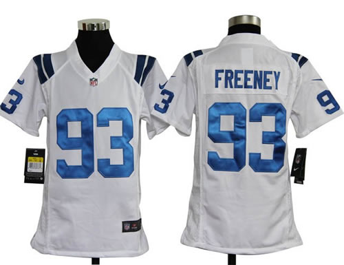 Youth NEW NFL Indianapolis Colts 93 Dwight Freeney White Jerseys