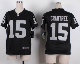 Youth Nike Raiders #15 Michael Crabtree Black Team Color Stitched NFL Elite jersey